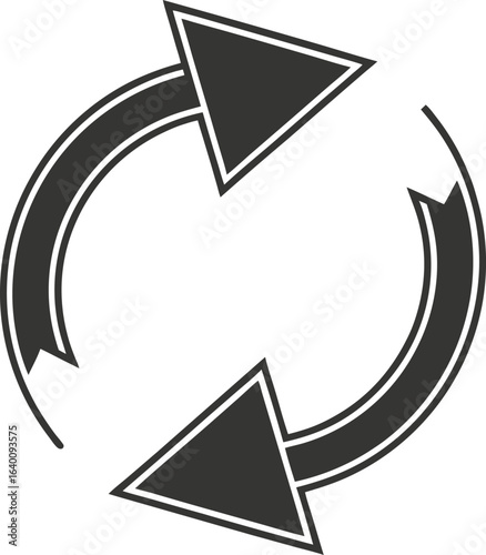 Vector art of circular arrows illustrate a continuous process of repeating actions and represent recycling and synchronization
