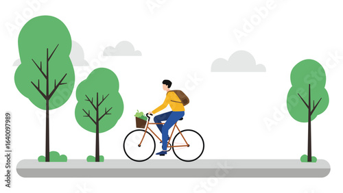 Enjoying a scenic bike ride through the park, embracing healthy living and sustainable transportation