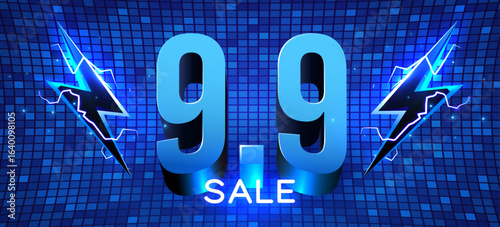 9.9 discount flash sale background. Vector illustration for shopping day, online shopping, special Offer coupon, voucher, banner template, websites, social media advertising. Vector illustration