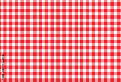 Classic gingham check vector pattern in red and white, seamless repeat, design, decor