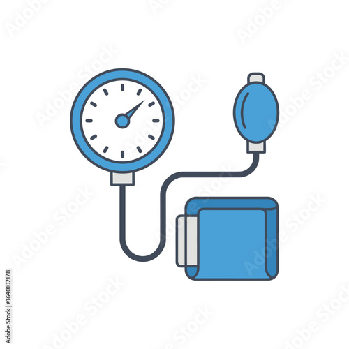 A simplified illustration of a sphygmomanometer used for blood pressure measurement.