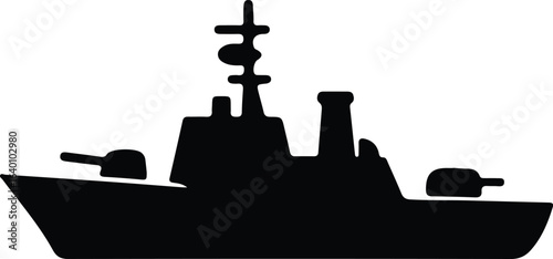 Illustrator Warship military silhouette simple vector illustration