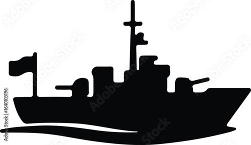Illustrator Warship silhouette on the water military naval vessel vector