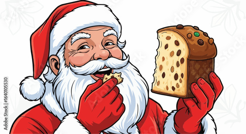 Santa Claus eating panettone