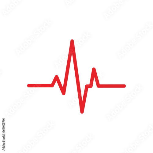 A minimalist red electrocardiogram line showing a normal sinus rhythm, symbolizing life and health.