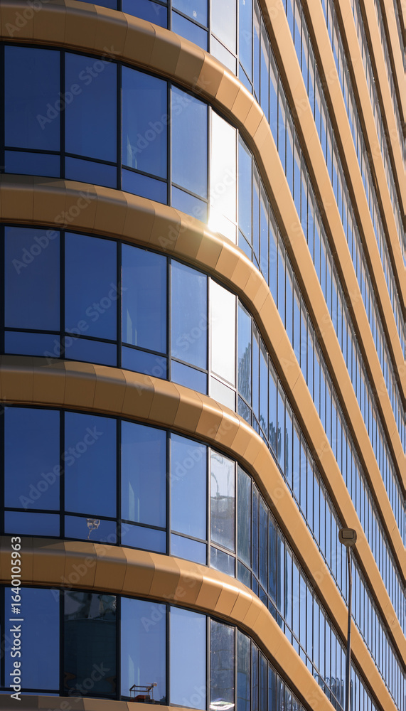 Fototapeta premium Cityscape on a summer day, modern buildings and houses