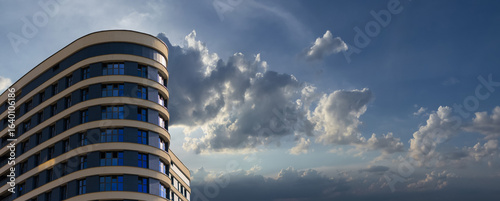Photography City view, modern buildings against the blue sky.
