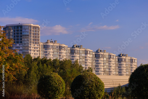 Canvas Print City view, modern buildings against the blue sky.