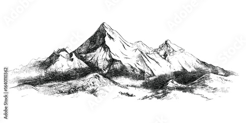 Andes peaks detailed ink sketch Andes mountains mountain range
