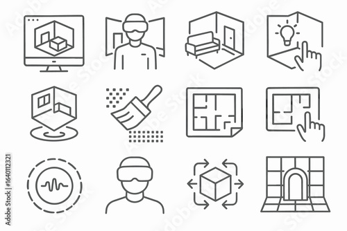 Icon viewer morphing architect wall vector room virtual icons portal vr scaler