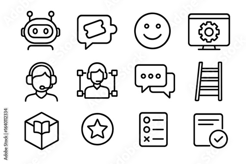 Icons vector resolved ticket support rating metaverse empathy icon feed chat escalation