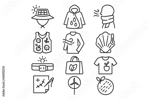 Icon patch fashion eco vector smart textile biodegradable cloak shell vest friendly