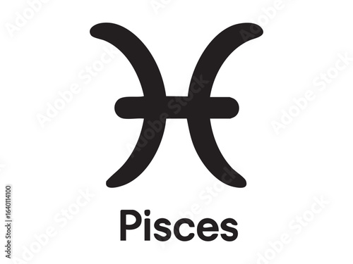 Black silhouette of pisces zodiac sign isolated on white background. concept of astrology, horoscope, zodiac symbols, astrology icons, design element, mystic art, Fish