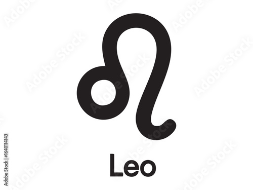Black silhouette of zodiac sign leo with symbol, isolated on white background. concept of astrology, horoscope, zodiac symbols, astronomical signs, icon, design element, Lion