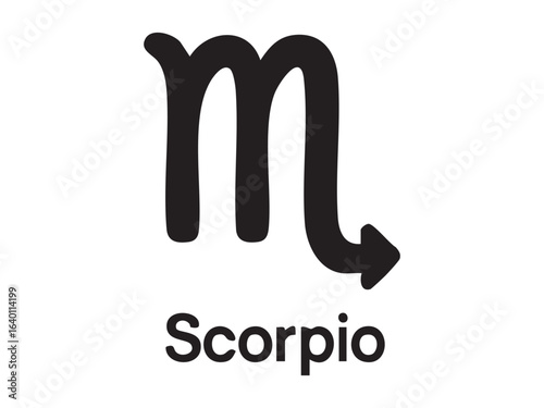 Black scorpio zodiac sign illustration, isolated on white background. concept of horoscope, astrology symbol, star sign, mystical design element, icon, Scorpion