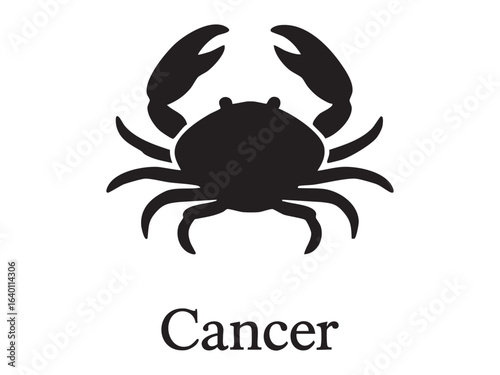Black silhouette of cancer zodiac sign isolated on white background. concept of horoscope, astrological symbol, star sign icon, astrology, design element