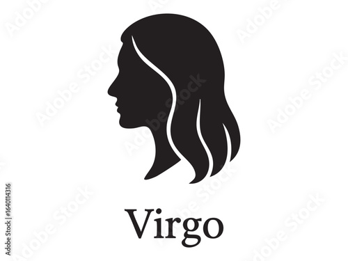 Black silhouette of virgo zodiac sign, isolated on white background. concept of astrological symbol, astrology, astrology enthusiast, horoscope, design element, mysticism, spirituality