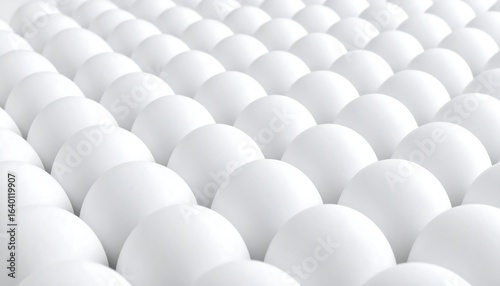 Many white eggs arranged in grid