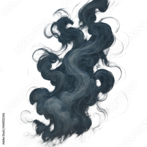 Abstract Dark Smoke: A captivating plume of dark smoke elegantly swirls, offering a mesmerizing display of movement, evoking mystery, and symbolizing transformation.