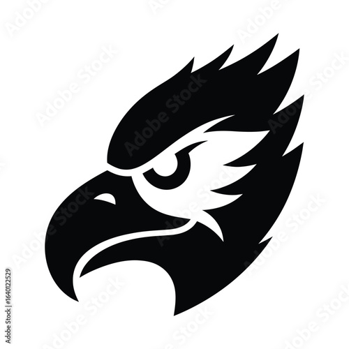 Eagle Hawk Head Logo Design – Fierce Bird of Prey Silhouette for Brand Identity and Sports Mascot
