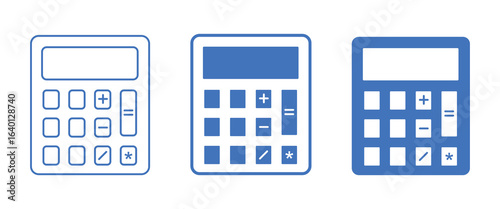 Calculator icon set illustration. Accounting calculator sign and symbol.