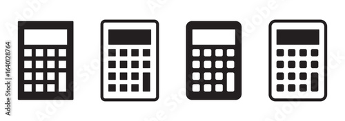 Calculator icon set illustration. Accounting calculator sign and symbol.