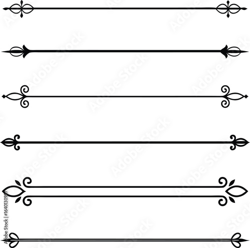 Collection of decorative flourish line dividers isolated on white background new 2025 trendy text divider graphics elements