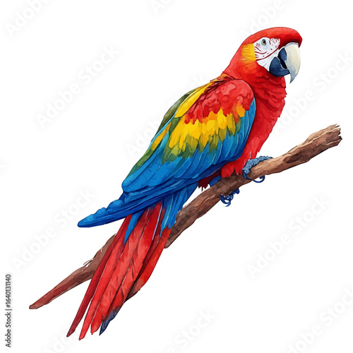Parrot, watercolor illustration vector, isolated on a white background.