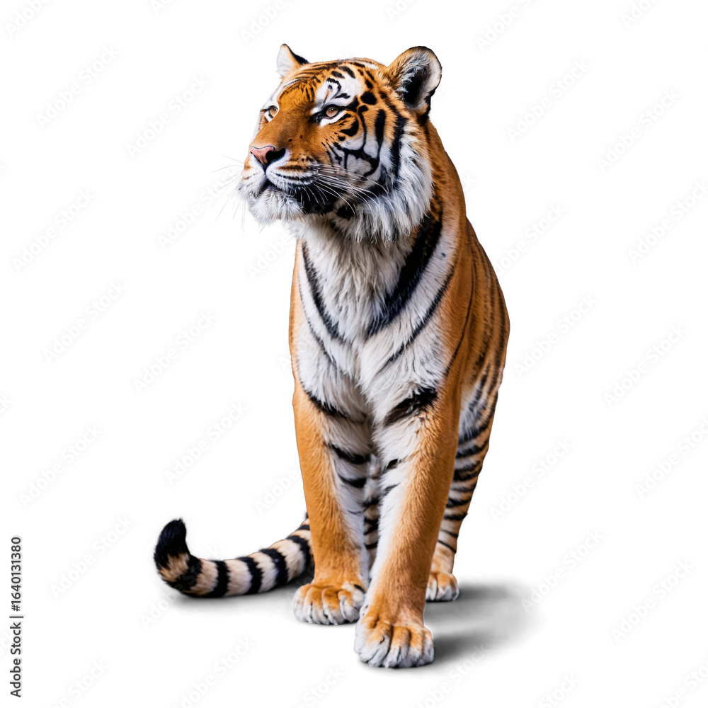 Obraz premium Isolated high-resolution image of a Siberian tiger with vivid fur pattern.