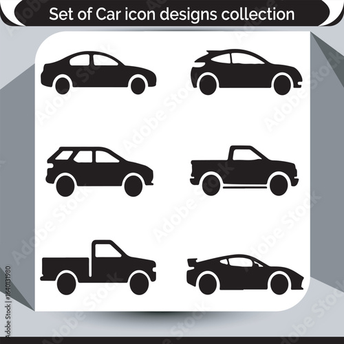 Diverse Car Silhouette Collection for Design Elements and Automotive Projects and transportation related illustrations