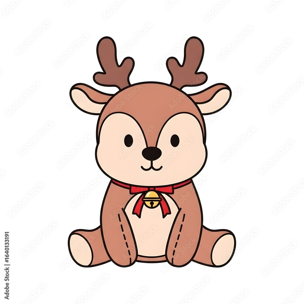 Obraz premium Reindeer Plush Toy with Bell Vector 