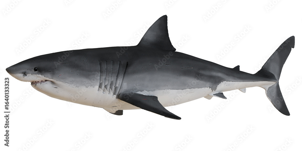 Naklejka premium Great white shark isolated on a white background.
