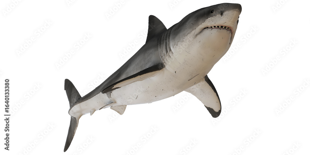 Fototapeta premium Great white shark model in dynamic pose