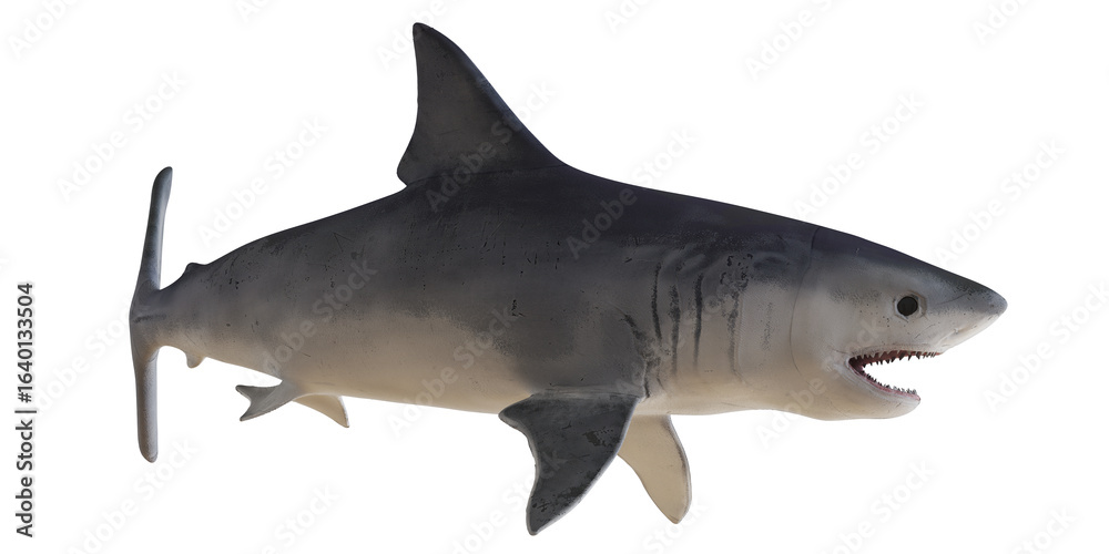 Obraz premium Great white shark isolated on white background