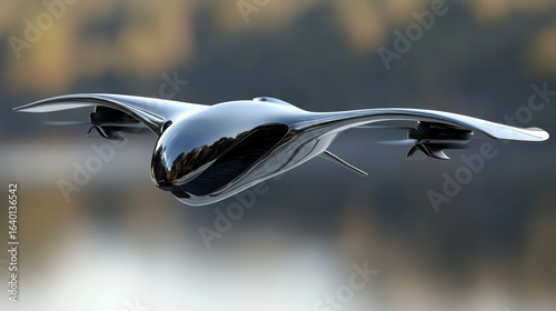 A sleek, futuristic flying vehicle designed for advanced aerodynamics and innovative transportation solutions.