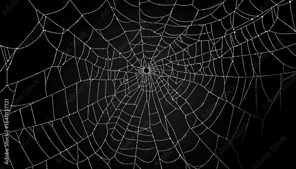 Obraz premium depicting spider webs on a black background white invertebrate illustration