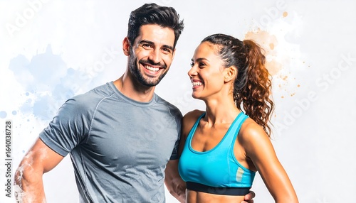 Smiling couple in athletic wear