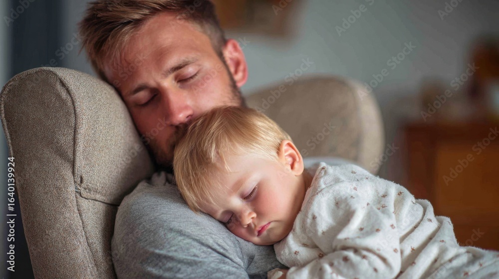 a man is holding a baby and sleeping a man is holding a baby and sleeping
