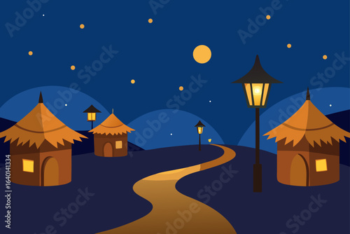 A spooky silhouette of a house on a hill, with a lone window glowing under a dark, moonlit sky