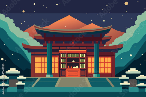 Night descends on ancient Asian architecture, with traditional temples and pavilions glowing in the cities of China and Japan