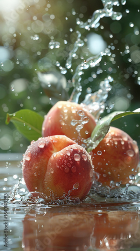 Peach and ice cubes