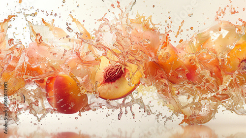 Peach and ice cubes