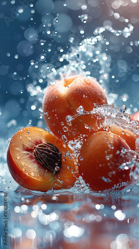 Peach and ice cubes