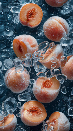 Peach and ice cubes