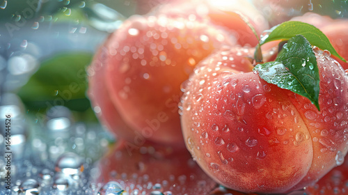 Peach and ice cubes