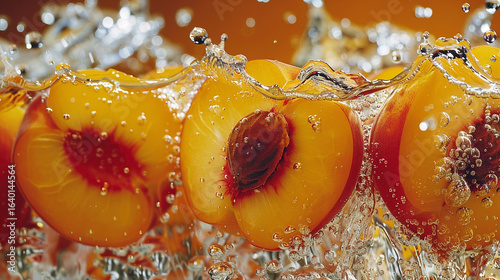 Peach and ice cubes