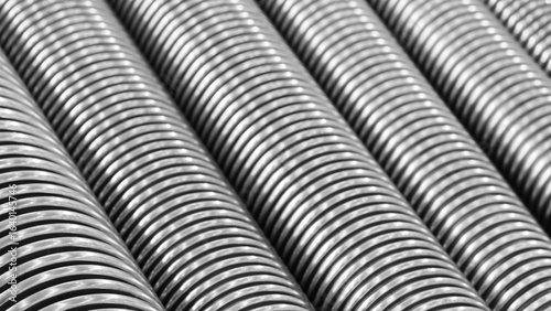 Wallpaper Mural Row of stainless steel corrugated high pressure pipes in silver color. pipes are long and thin. Mechanical industrial concept background blue tone. Torontodigital.ca