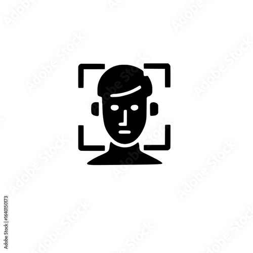 Facial Recognition Icon, Biometric identification in minimal vector style