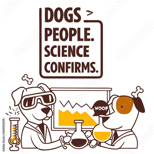 Dogs in lab coats examining science results