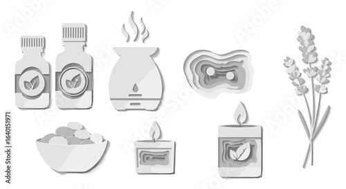 Modern abstract sketch of appliances with artistic floral elements